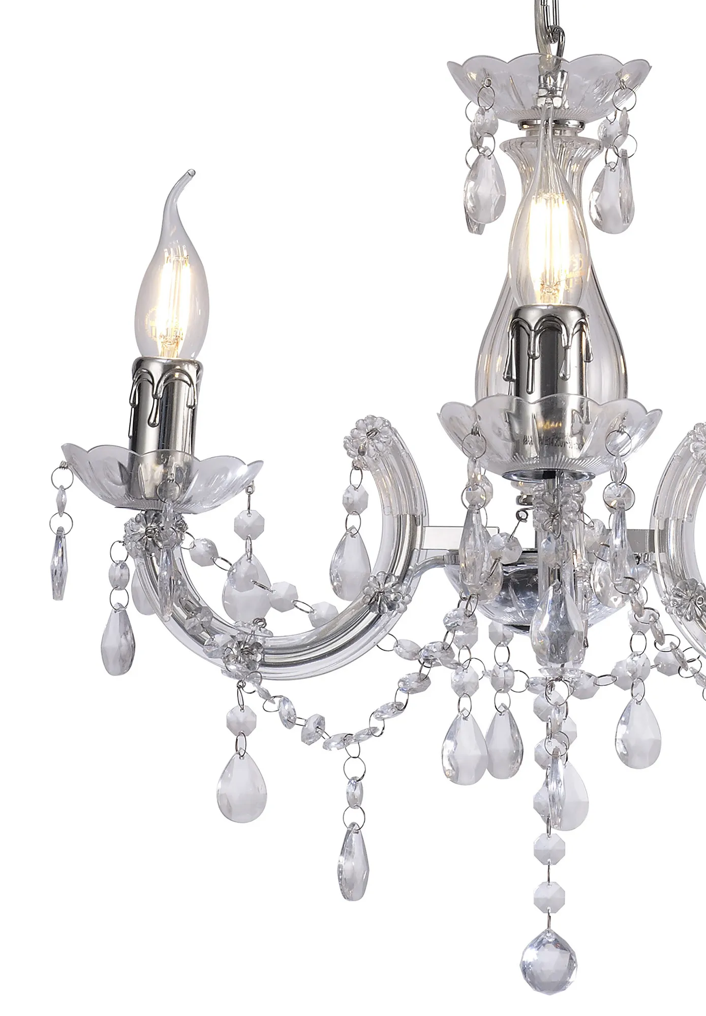 Floria Acrylic Chandelier 3 Light Polished Chrome D0416  Deco Floria